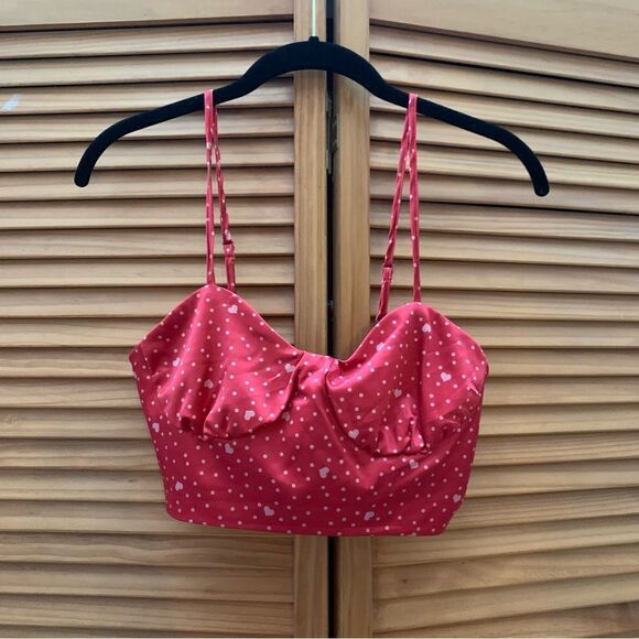 ASOS Red Heart Crop Tank Top Size 4 - Picture 1 of 4